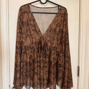 SHEIN Brown Paisley Blouse